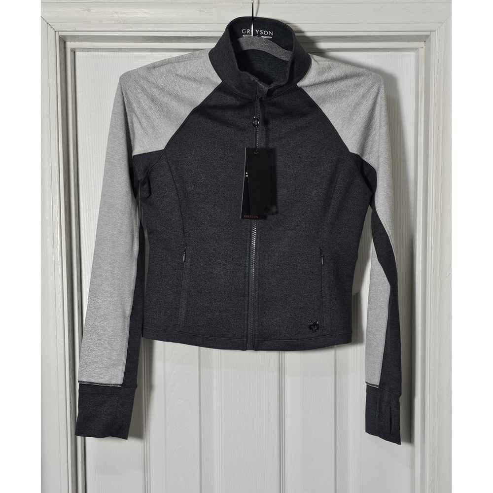 Greyson Women's Rhinebeck Color Block Full Zip Dark Heather Gray Size Small‎